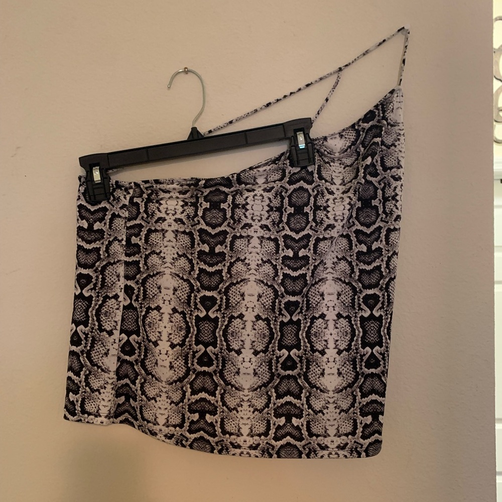 Express One Shoulder Snake Skin Tube Top